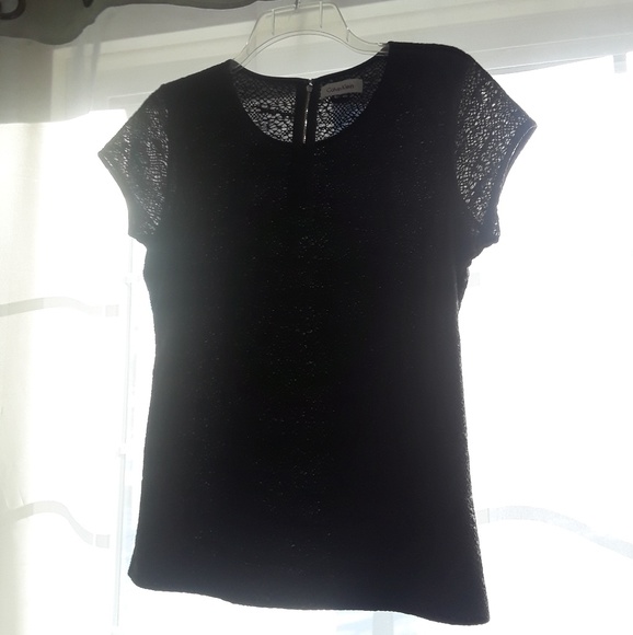 Calvin Klein Black Lace T, Zipper in Back - Picture 1 of 6